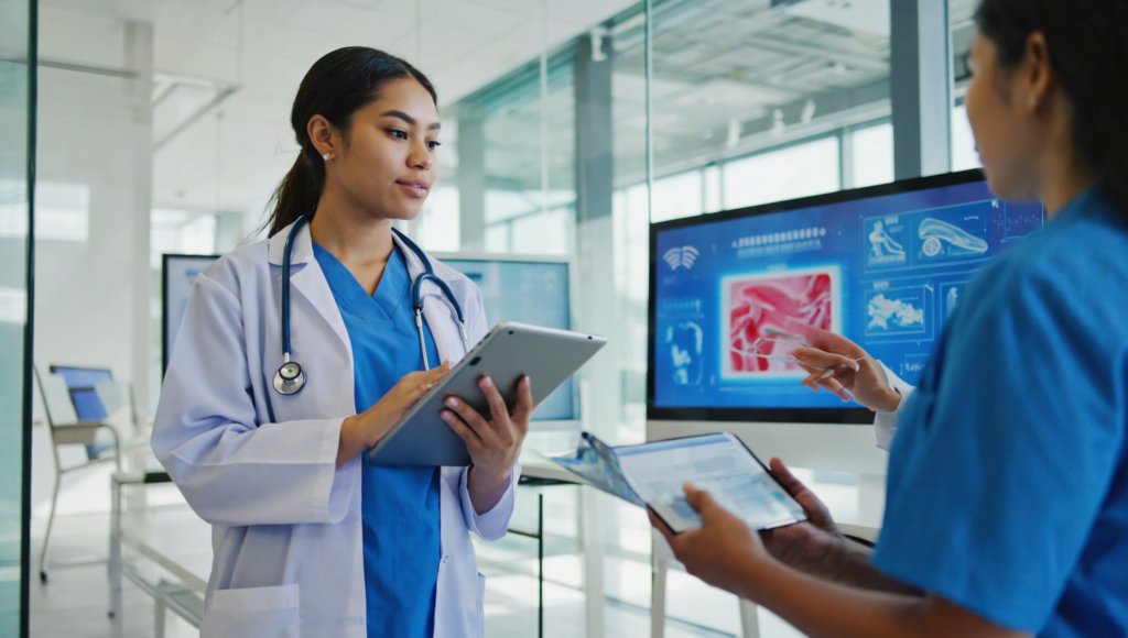 How to Make Your Email HIPAA Compliant in 2025 | STETHON 7 Modern visual representation of healthcare digital marketing with charts, doctors, and technology icons.