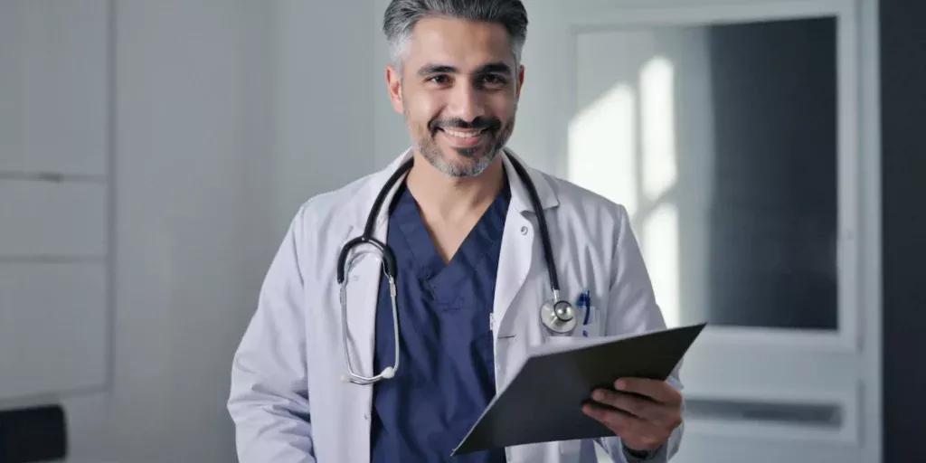 Doctor satisfied with successful Medical SEO strategy results