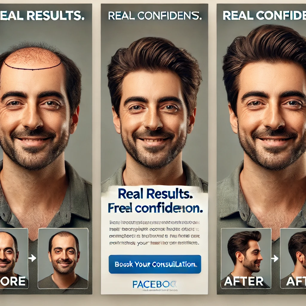 Best Ads for Hair Transplant Clinics 13 Facebook Ads Emphasizing Confidence