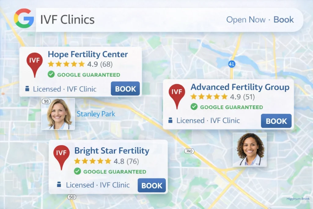 Google Maps Promoted Pins IVF Clinics
