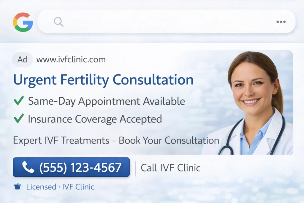 ivf clinic ad example extensions