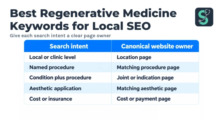 Best Regenerative Medicine Keywords for Local SEO in 2026 4 Give each search intent a clear page owner table for Best Regenerative Medicine Keywords for Local SEO.