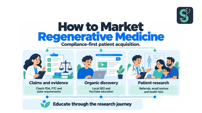 How to Market Regenerative Medicine in 2026 (Compliant) 6 How to Market Regenerative Medicine infographic | Stethon Digital Marketing